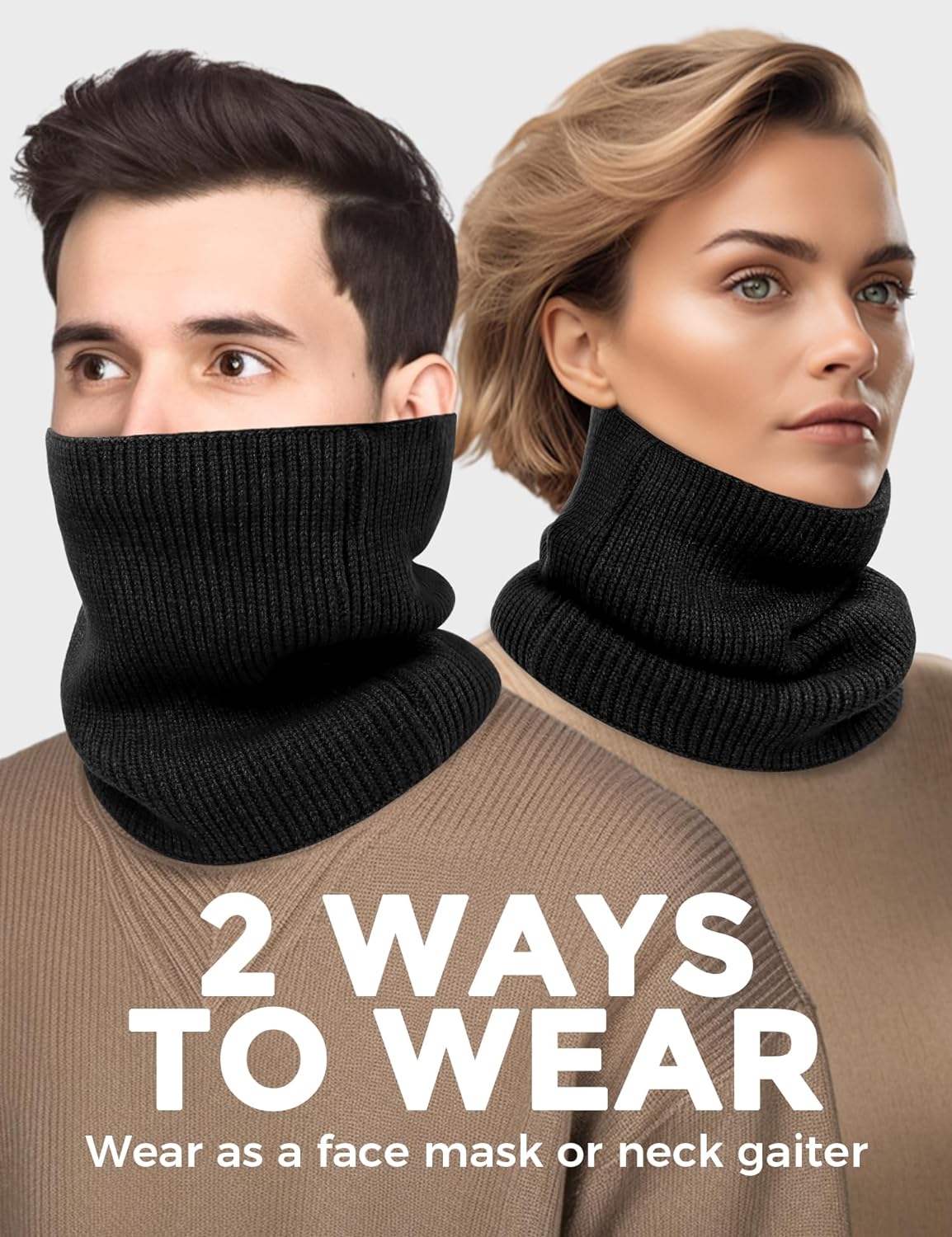 Neck Warmer Gaiters for Men Women Winter Neck Scarves Fleece Cold Weather Gear Ski Skate Accessories Nose Ear Face Mask - Image 3